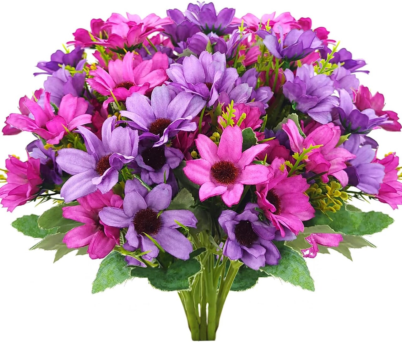 6PCS Artificial Purple Wildflowers – UV-Resistant Faux Daisy Silk Flowers, Realistic Outdoor Flowers for Window Boxes, Porch Planters, Hanging Baskets, and Cemetery Grave Decoration (Purple & Pink Mix)